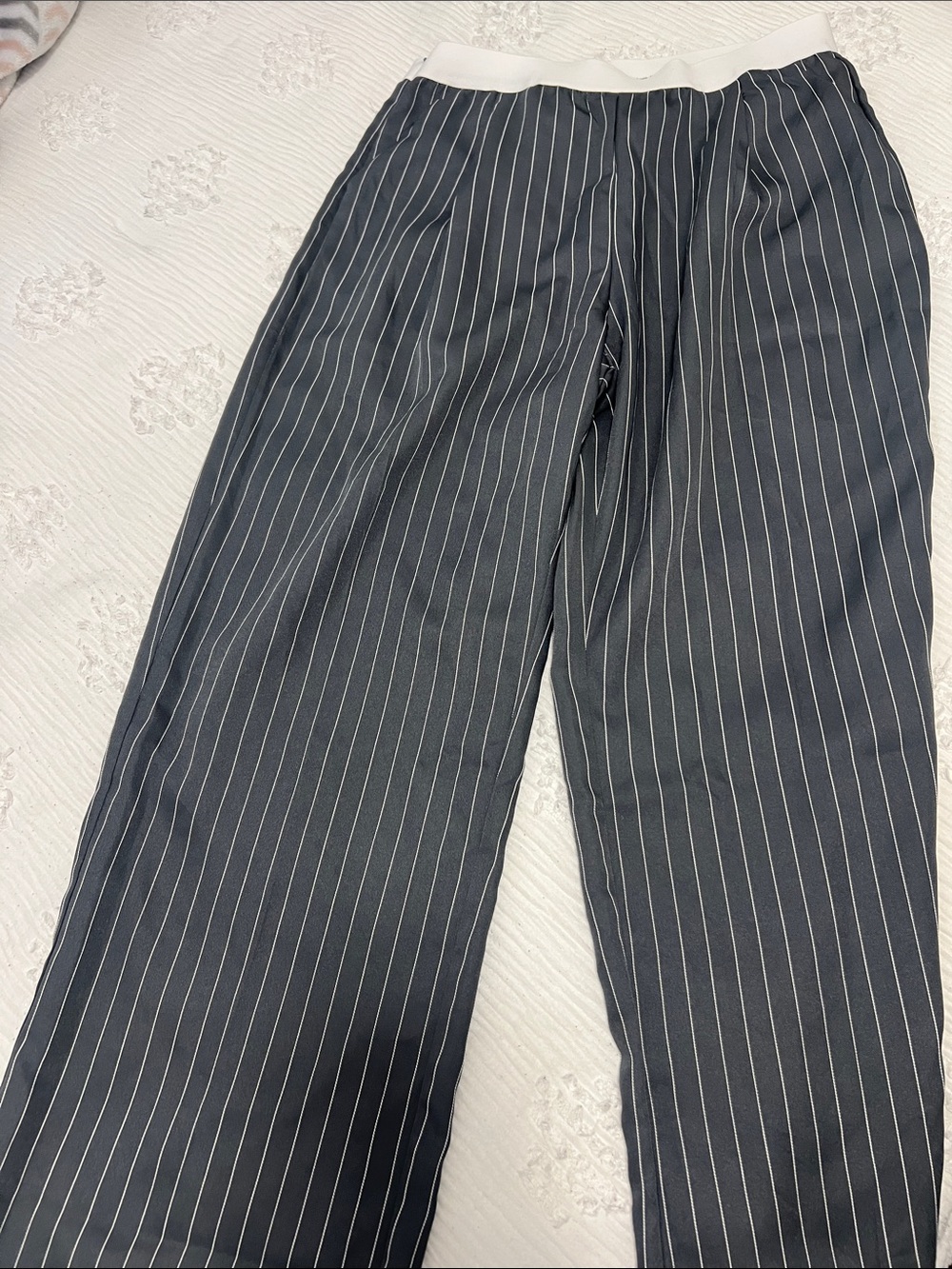 SHEIN White Pinstripe Straight-Leg Pants